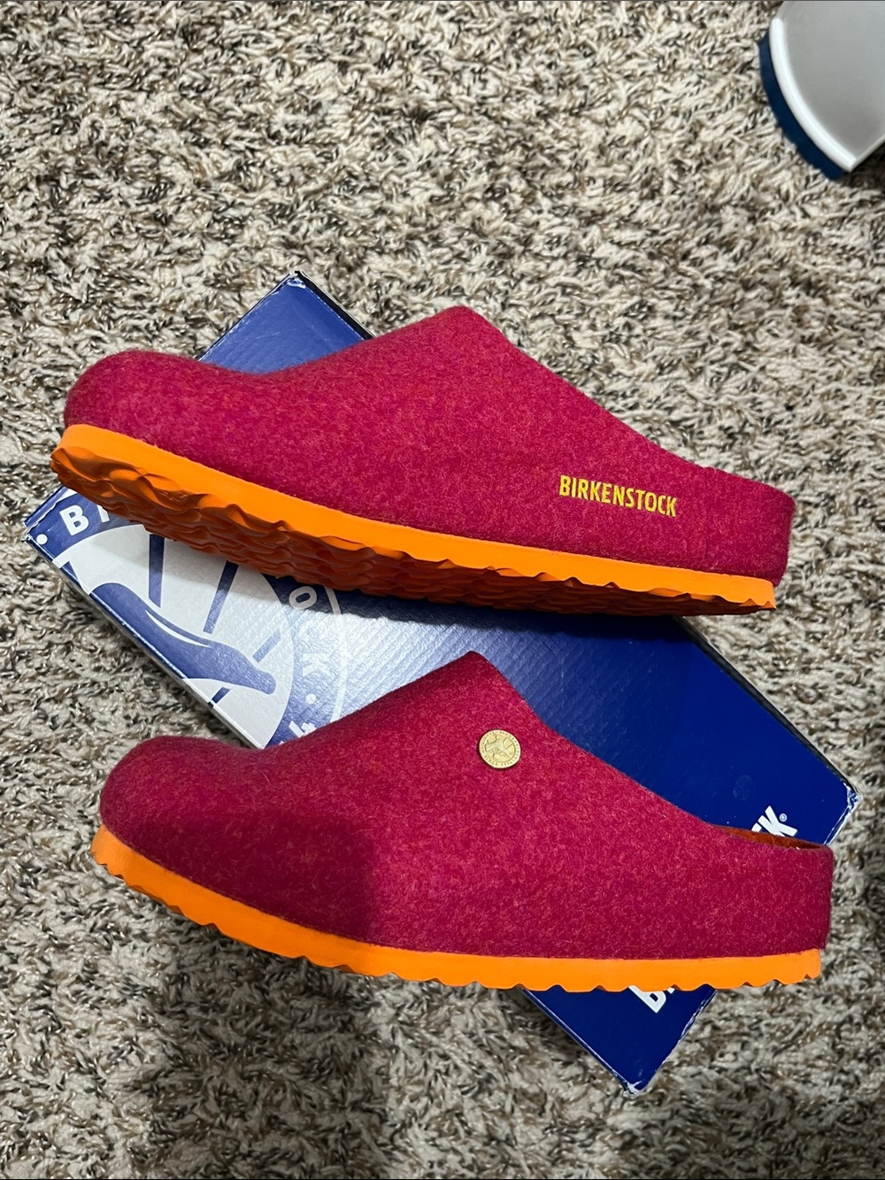 Birkenstock pink Wool Clog with Orange Sole size 36 Europe 6 USA